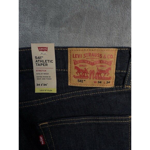 Levi's Flex 541 Athletic Taper Men’s Stretch Dark Blue Jeans Size 34X34 - Picture 8 of 16